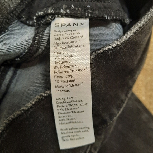 SPANX (Small) Sarah Blakely Distressed Ankle Skinny Pull on Jean Jeggings Black - Picture 6 of 9
